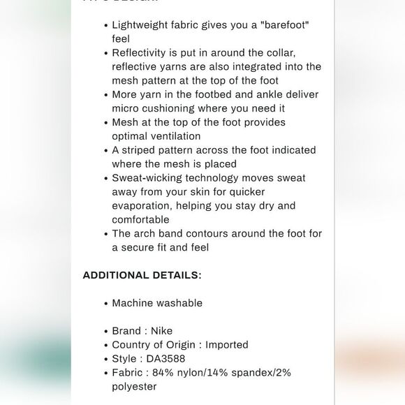 Nike Spark Lightweight Running Ankle Socks - Picture 5 of 7